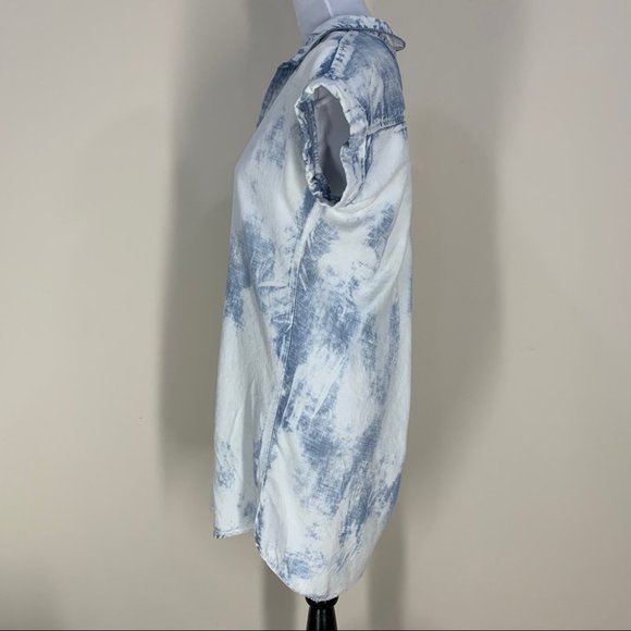 Anthropologie Cloth & Stone Bleached Denim Chambray Dress - Picture 3 of 8